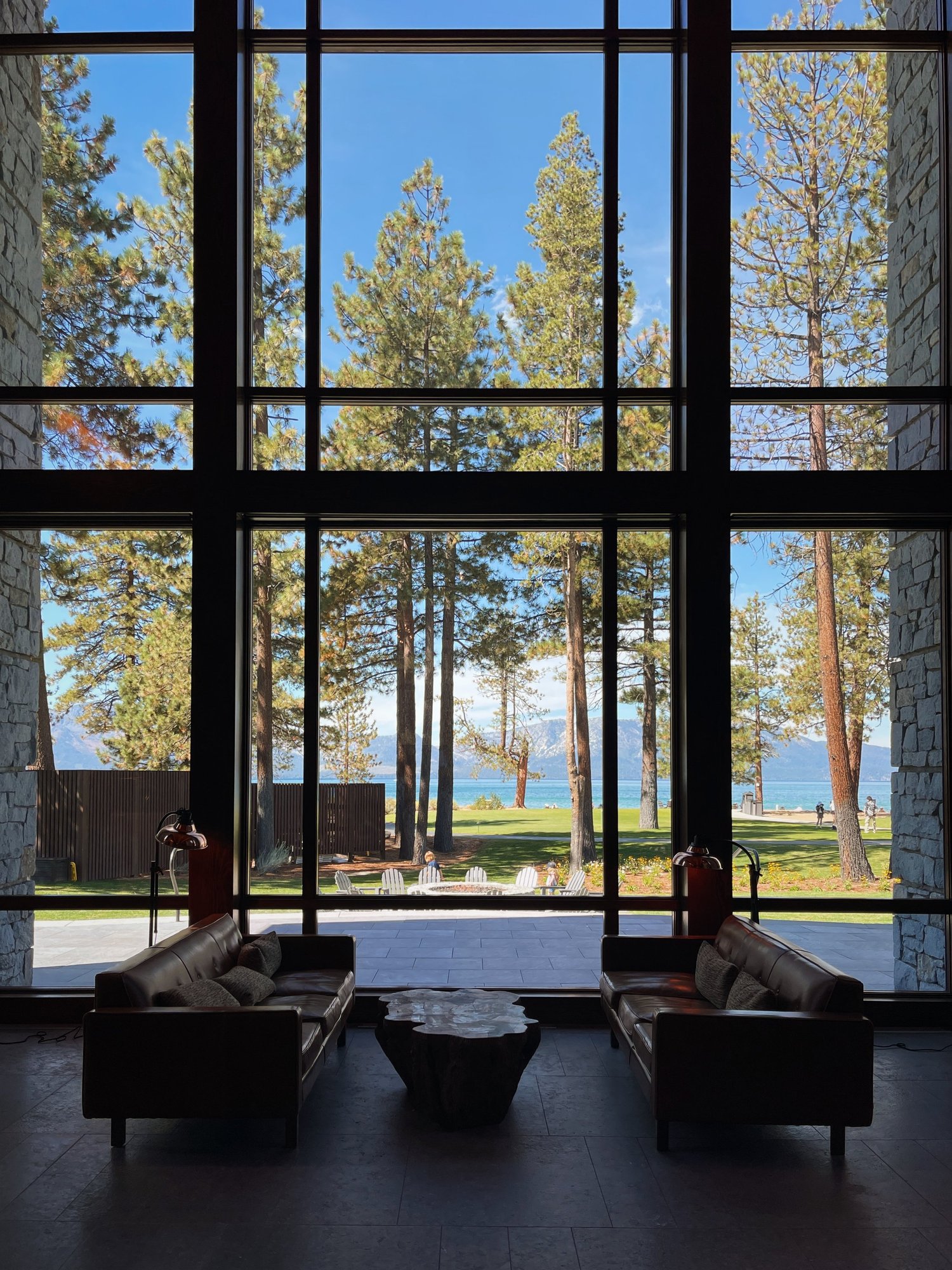 Lake view lounge at Edgewood Tahoe Resort, USA